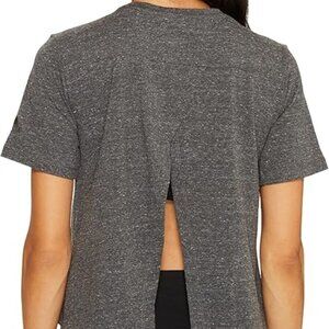 adidas Womens Training Open Back Tee XXL 2XL Dark Grey Cropped Gym Active New